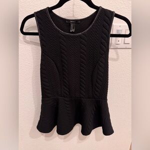 Forever 21 Black Cable-Knit Peplum Tank Top
